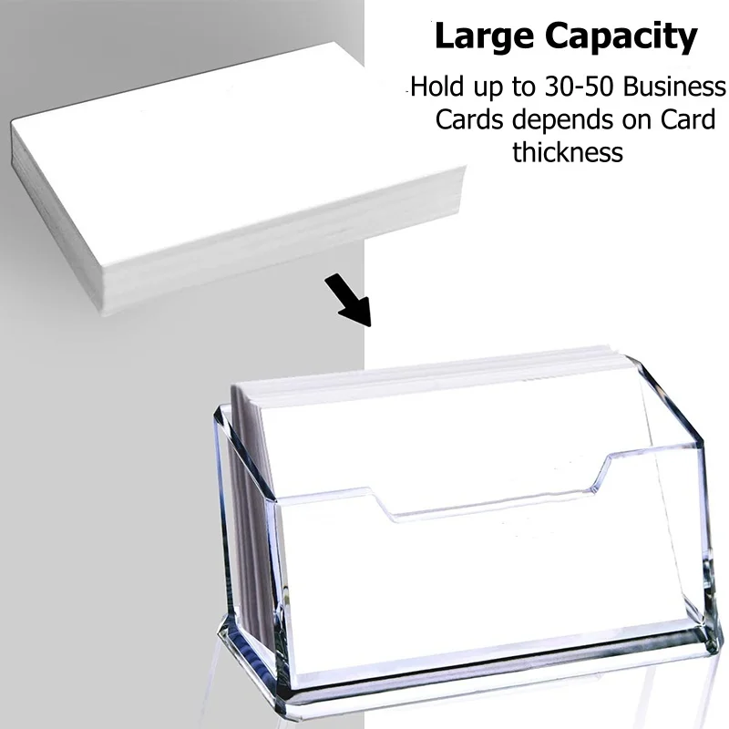 1/3Pcs Acrylic Business Card Holder for Desk Clear Plastic Business Cards Display Holders Stand Fits 30-50 Business Cards