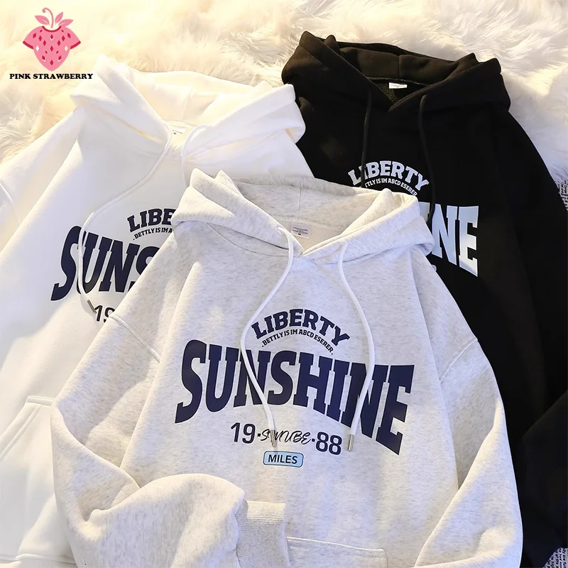 

Korean style Street Plush Hoodie Women Autumn Winter 2025 New Oversize high quality Pullover Sweatshirt Y2K Tops Ladies clothing