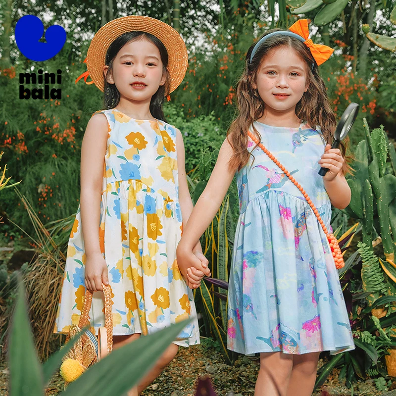 

Mini Bala Girls' Baby Children's Dress Summer Soft Breathable Sweet Vest Dress