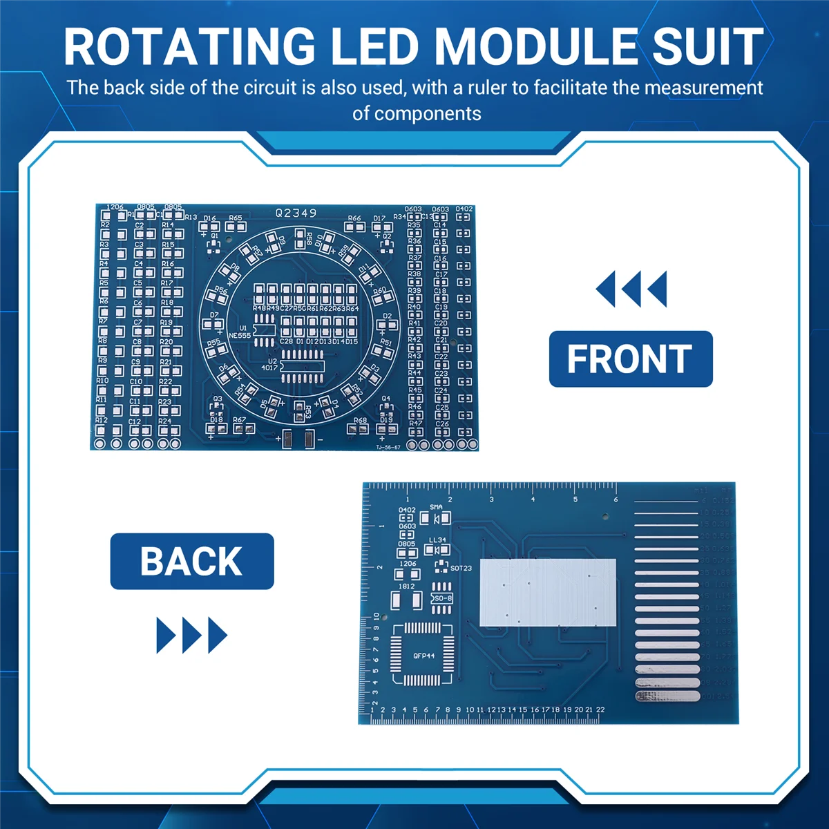 Tablero de práctica de soldadura giratoria LED SMD NE555, Kit de bricolaje, entrenamiento de habilidades de riñonera, Kit de bricolaje, traje de módulo de placa PCB electrónica