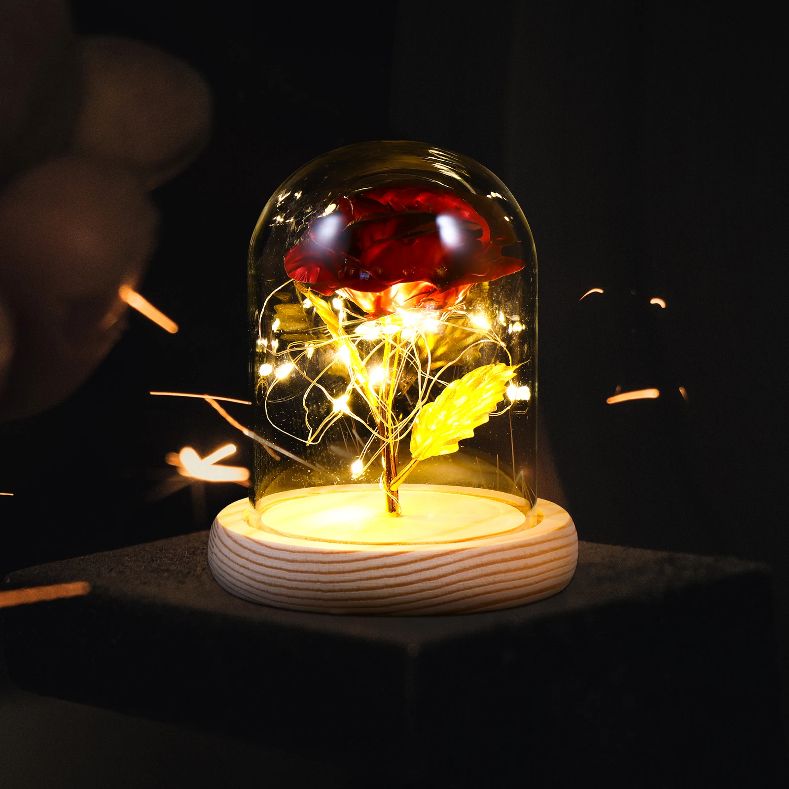 

Gold Glass Cover Household Decoration Rust Resistant Desktop Ornament Creative Table Rose Adornment Living Room