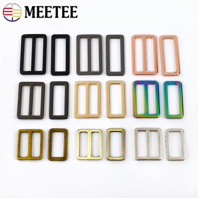 

50Pcs Meetee 20-50mm Metal Square Ring Buckles Bag Strap Adjust Slider Clasp Webbing Backpack Decor Loop Hooks DIY Accessories