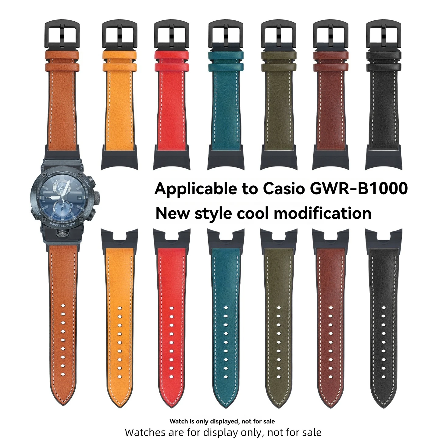 

Сменный итальянский кожаный и водонепроницаемый резиновый гибридный ремешок для Casio G-Shock GWR-B1000, переоборудованный ремешок для кабина Sky