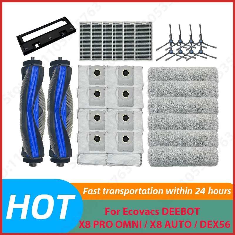 

For Ecovacs DEEBOT X8 PRO OMNI / X8 AUTO / DEX56 Vacuum Cleaner Main Side Brush Mop Cloth HEPA Filter Dust Accessories