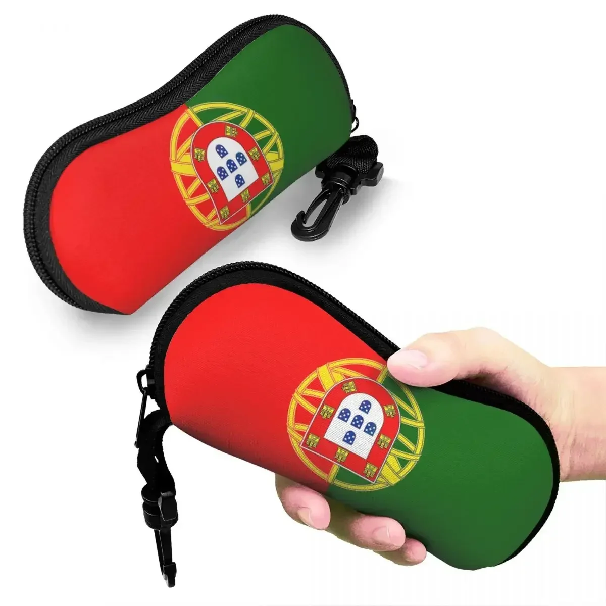 Flag Of Portugal Glasses Case Pouch Portuguese Flag Eyewear Storage Box Outdoor Travel Portable Anti-Pressure Sunglasses Bag