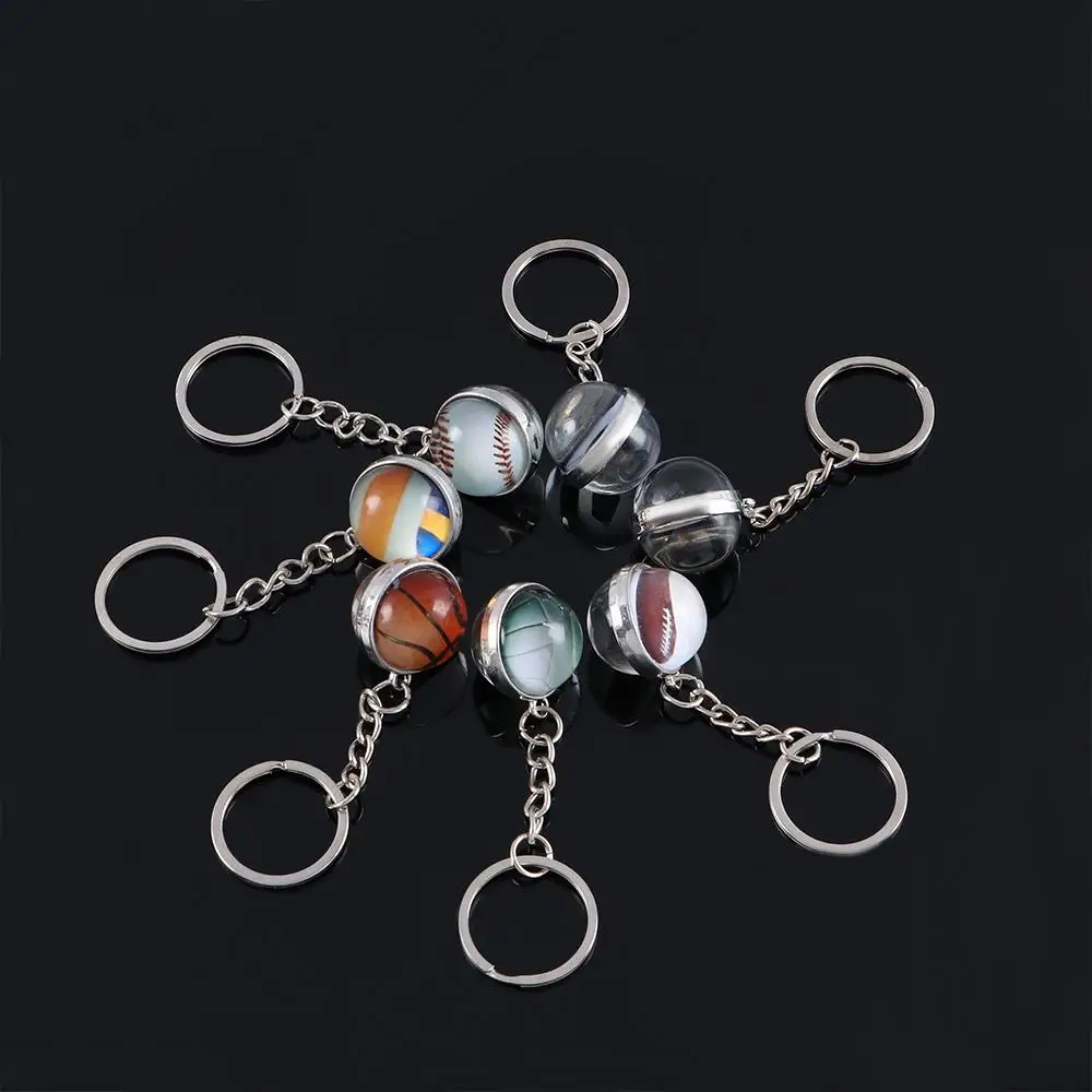 Bag Charm Football Key Holder Soccer Baseball Bag Pendant Glass Ball Keychain Tennis Keychain Ball Keyring Basketball Keychain