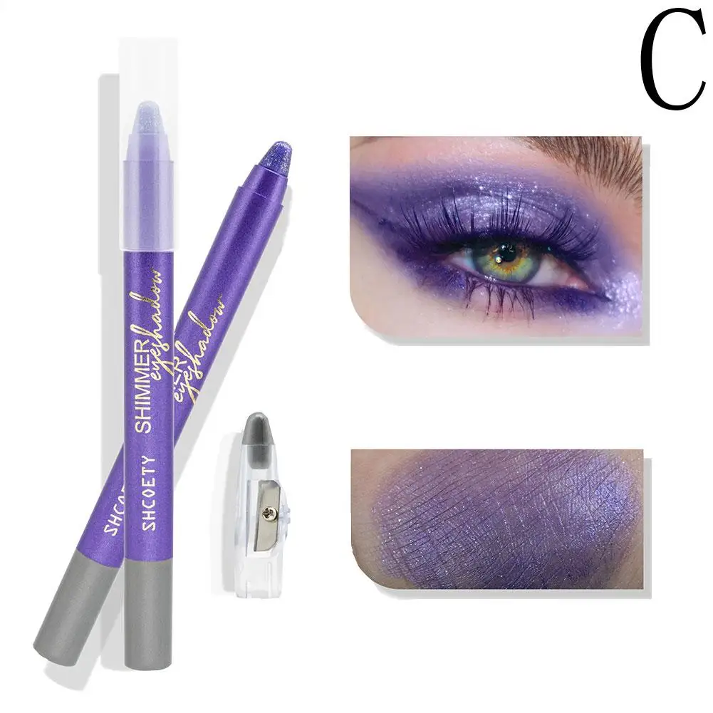 Waterproof Pearlescent Eyeshadow Pencil Stick Long Liner Lasting Eye Shimmer Silkworm Stick Makeup Eyes Tools Glitter Shado J9R9