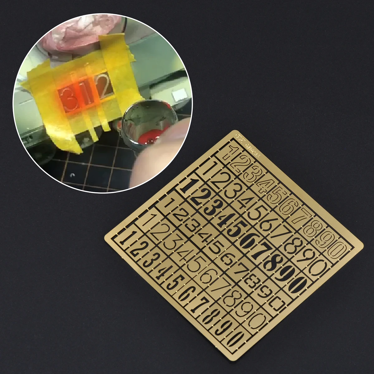 Scale Model Kit Painting Tools Reusable Metal Hollow Airbrush Stencil Spray Mask Military Stencil Arabic Digits 1/35