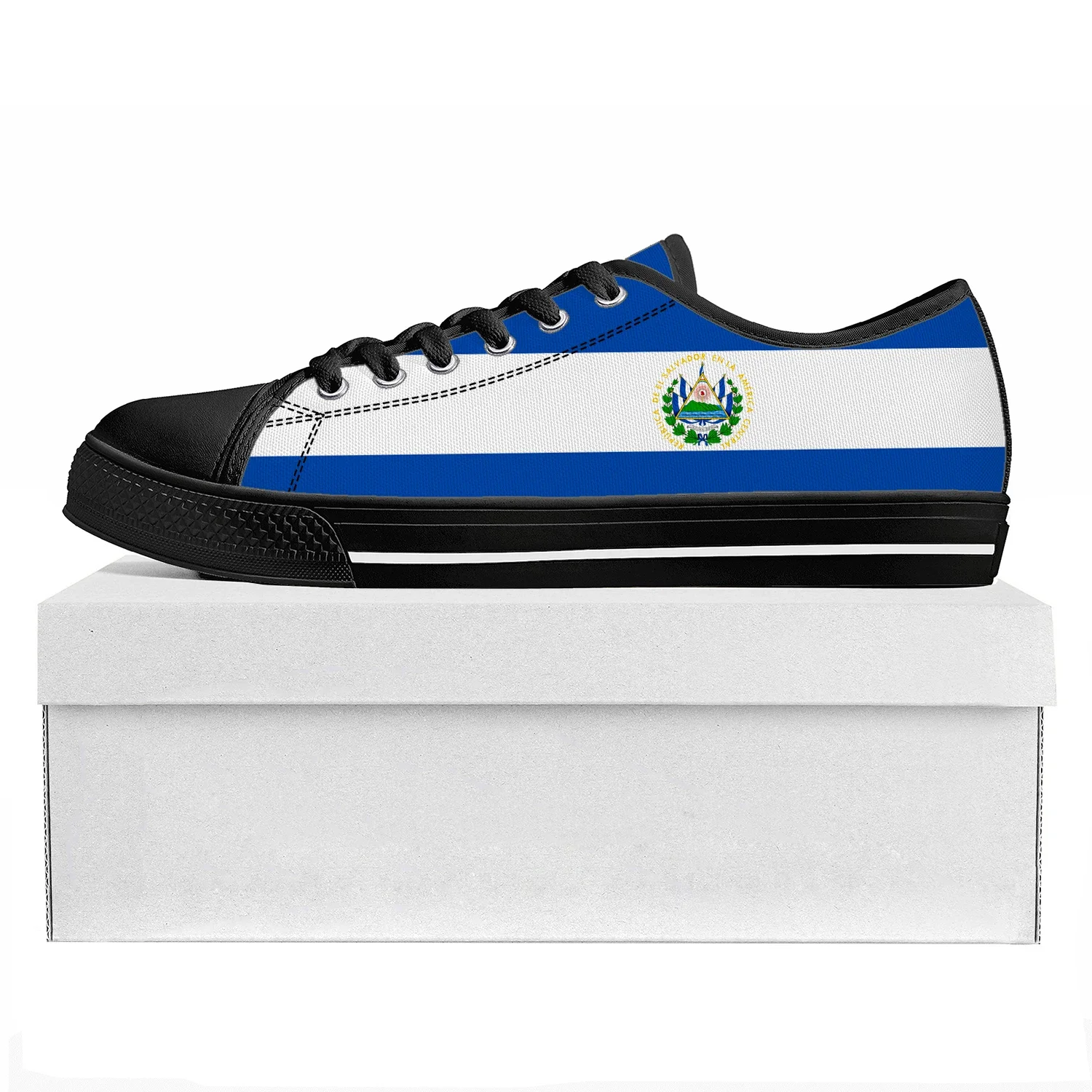 

Низкие кроссовки высокого качества с флагом Сальвада, мужские и женские парусиновые кроссовки для подростков, повседневная обувь для пар, обувь на заказ