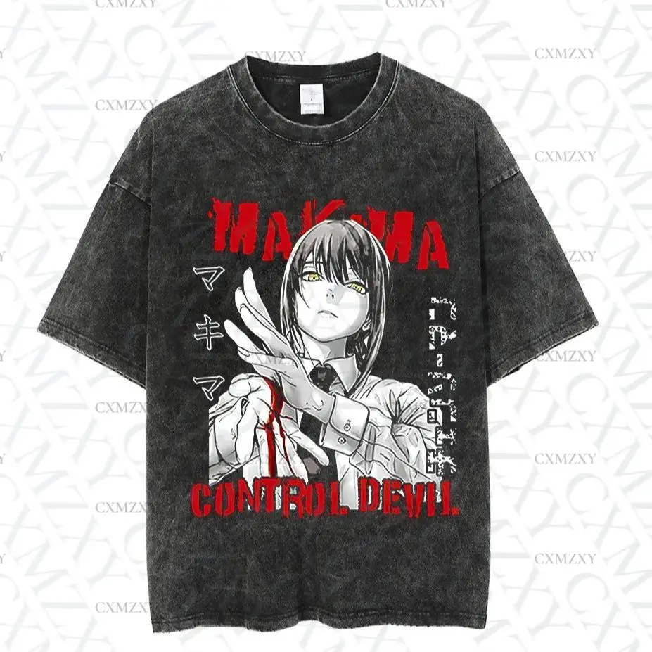 

Loose Vintage T-Shirt Chainsaw Man Shire Haunted Fox Washed T-Shirt 100% Cotton