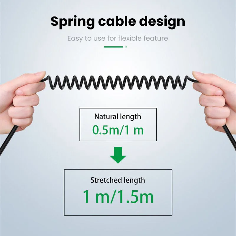 OLAF USB C to 3.5mm Car Spring Retractable Audio Cable for iPhone 15 3.5MM To 3.5MM Jack AUX Cable Speaker Cable Elbow Adapter