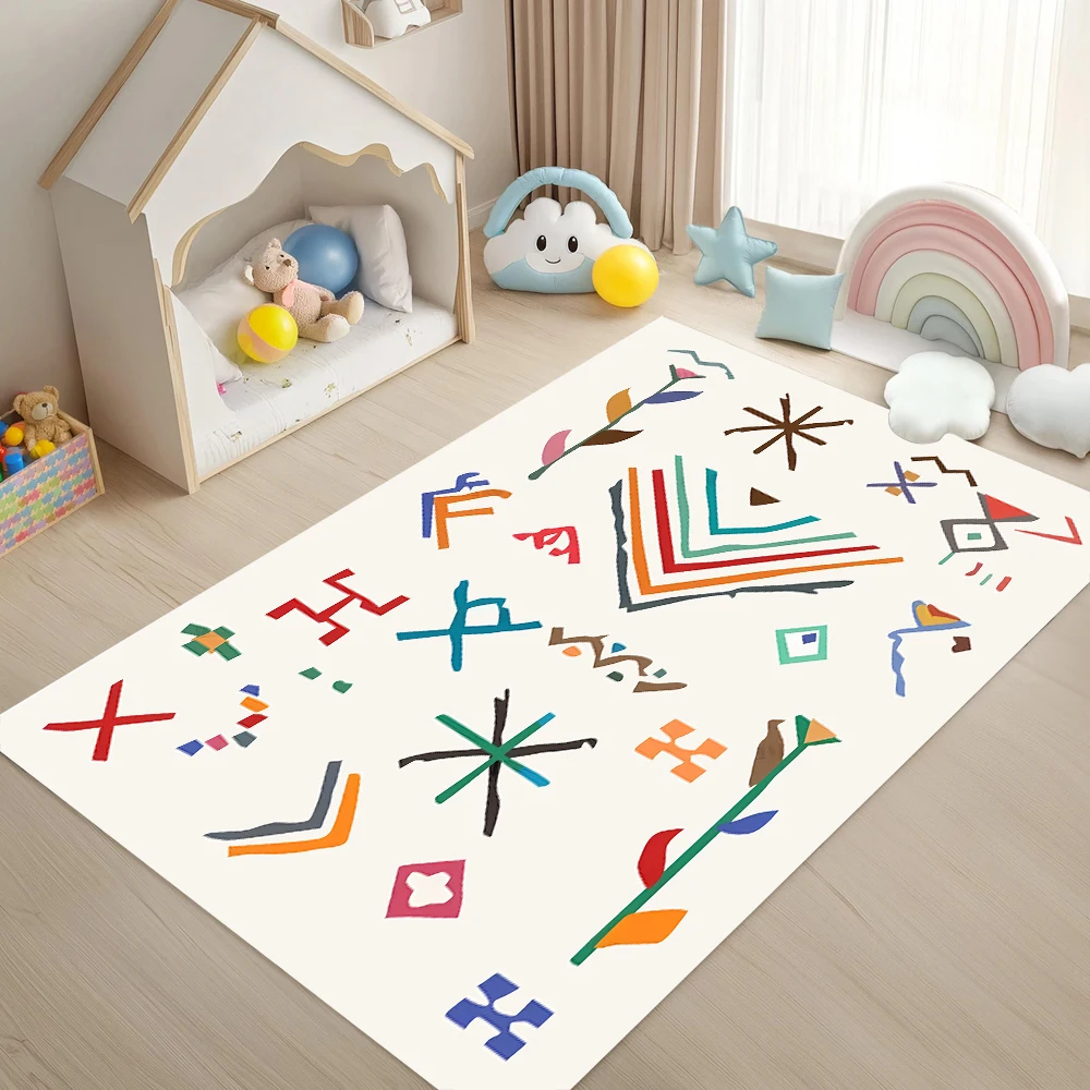 Children's Play Mat Cartoon Carpets Living Room Bedroom Floor Mat Sofa Chair Rugs Soft Non-Slip Carpet Table Mat Gift Home Decor