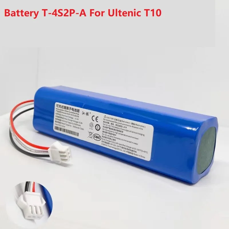 New 14.4V 5200mAh Li-ion Battery T-4S2P-A For Ultenic T10 Robot Vacuum Cleaner Part