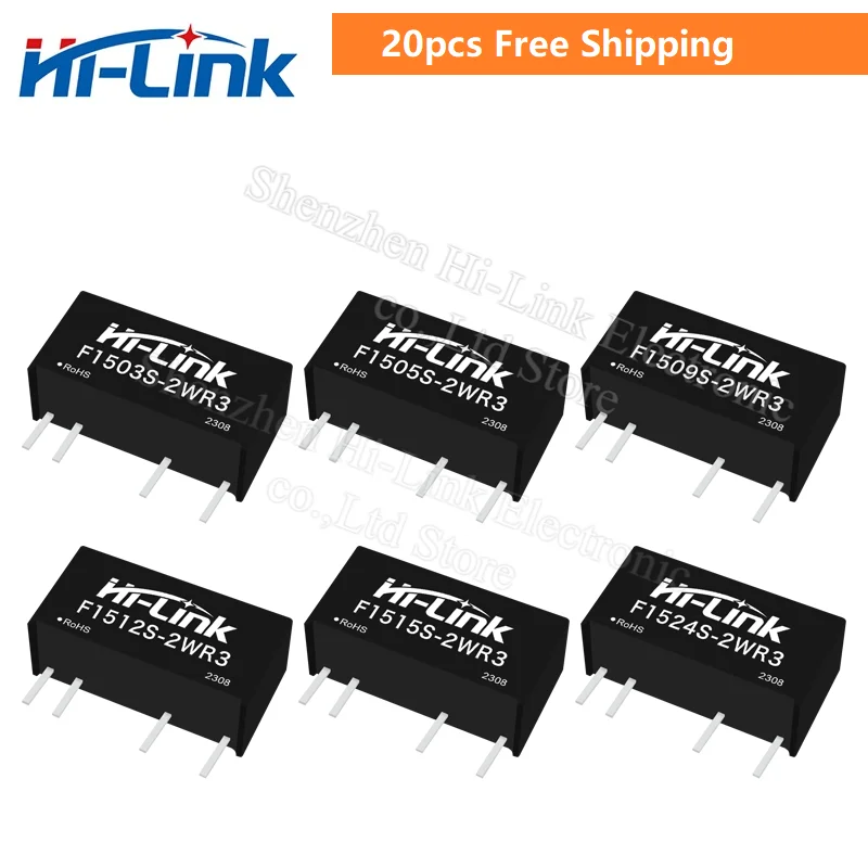 

20pcs Hi-Link F1509S-2WR3 15V to 3.3V 5V 9V 12V 15V 24V 2W unregulated single output Step Down DC DC Transformer Power Module