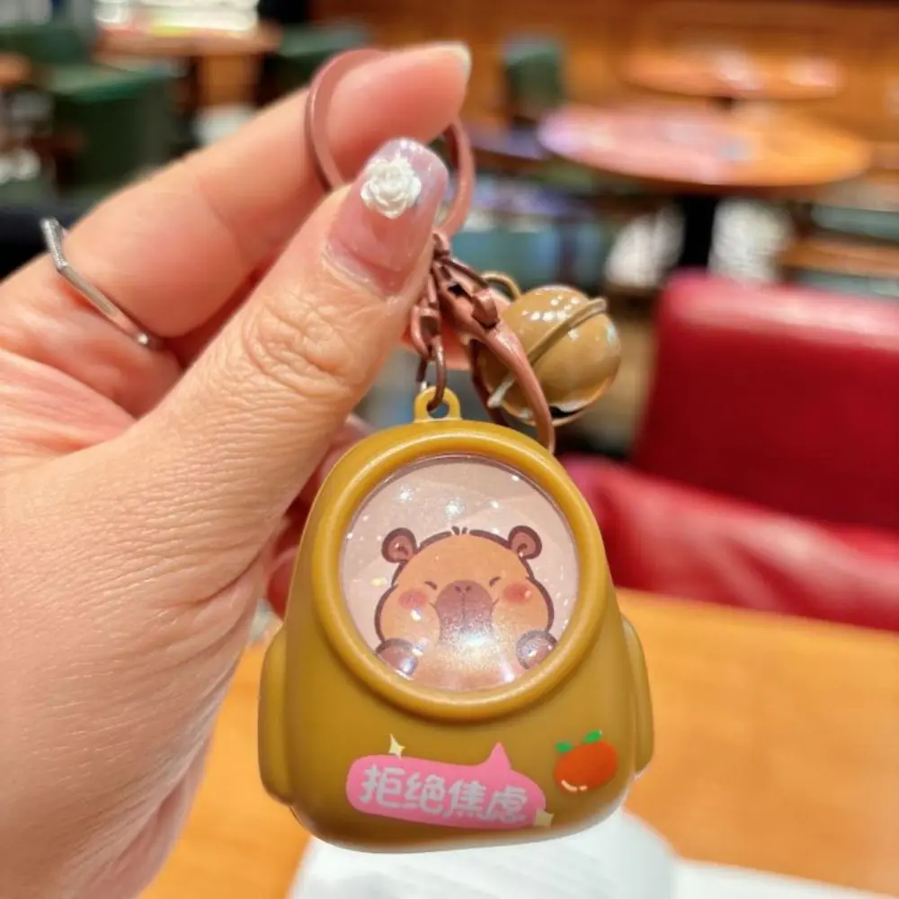 Cartoon Light Luminous Capybara Keychain Kapibara Kawaii Capybara Pendant Bell Creative Capibara Keyring Couple