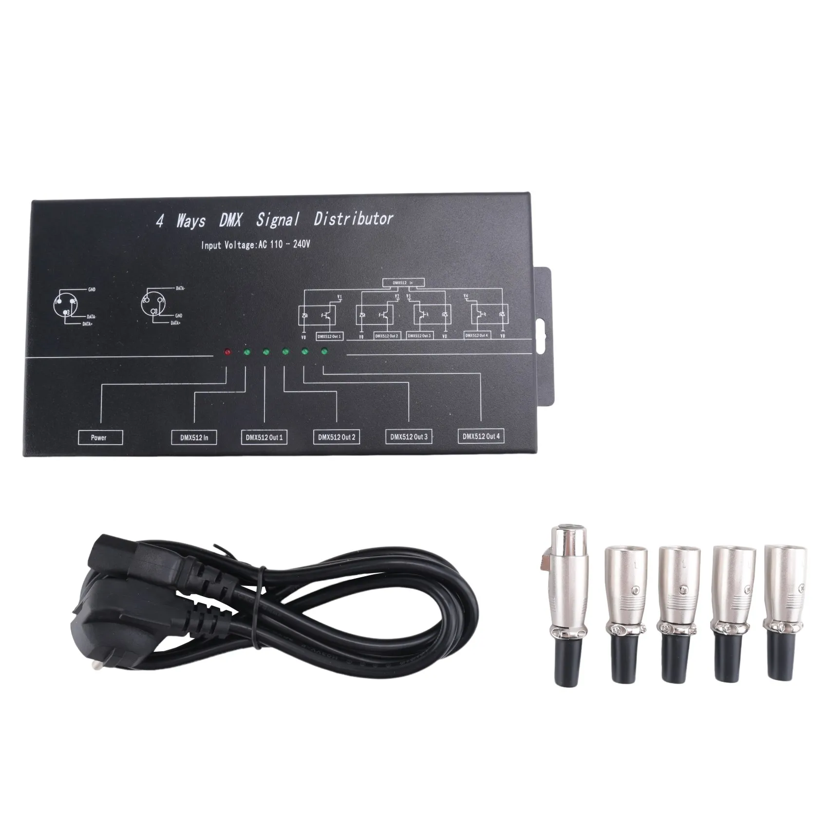 DMX512 amplificatore Splitter DMX512 ripetitore di segnale 1CH DMX121 4CH 4 porte di uscita distributore di segnale DMX124, AC100V-240V