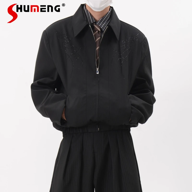 

Trendy Embroidered Jackets Men 2025 Autumn New High-End Stylish Comfort Solid Color Chic Coats Male Long Sleeve Handsome Jackets