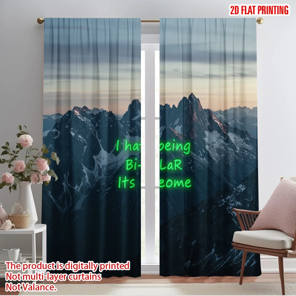 

2pcs 2D flat printing Drapes I hate being bipolar its awesome Fabric Without Electricity Seasonal Party & Holiday Decor for