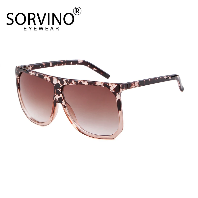 SORVINO Square Sunglasses Women 2024 Vintage Brand Oversized Flat Top Sun Glasses leopard Gradient Female Glasses Oculos UV400
