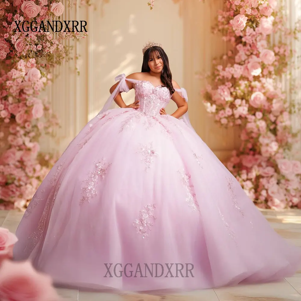 Nuevo Vestido de Quinceañera Rosa 2026 con Pliegues y Apliques, Vestido de Fiesta de 16 Años, Vestido de Gala, Vestidos de 15 Años Personalizados