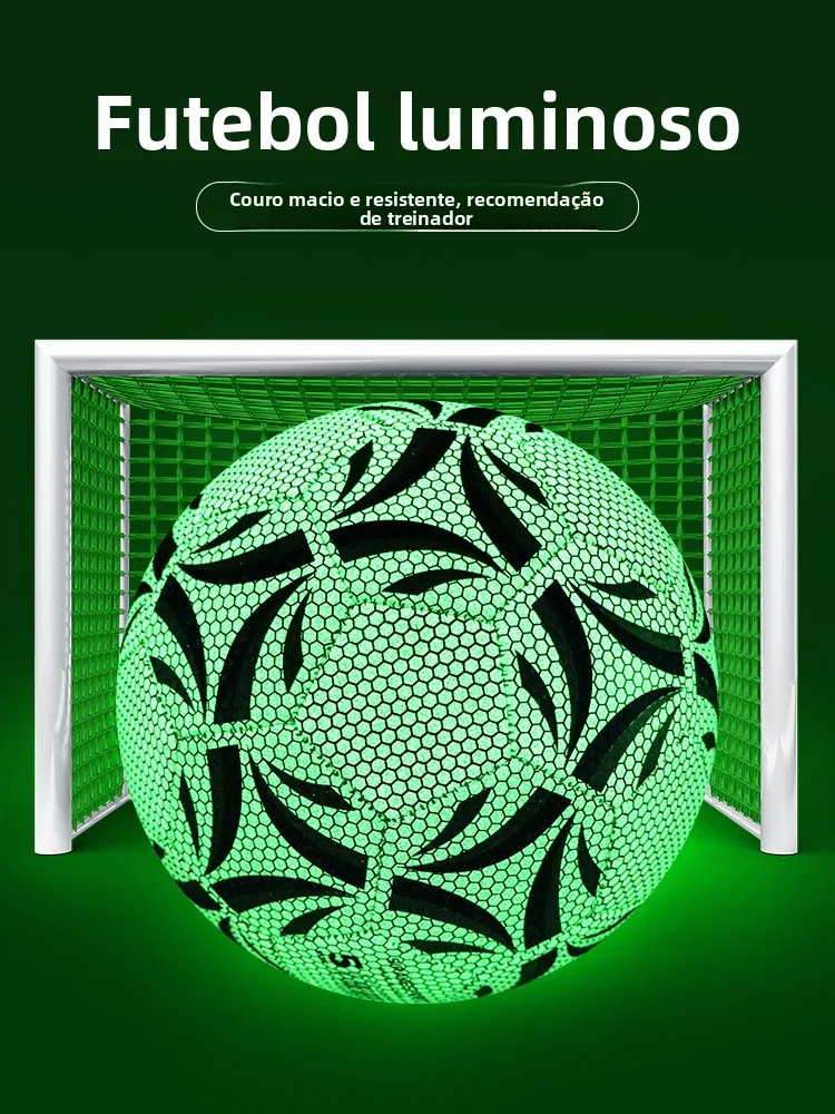 光る夜間サッカーボール-クールで人気があり、ティーンエイジャー、大人、若者に最適-pu素材-レーザープリント-芝生、ビーチ、屋内使用に適しています
