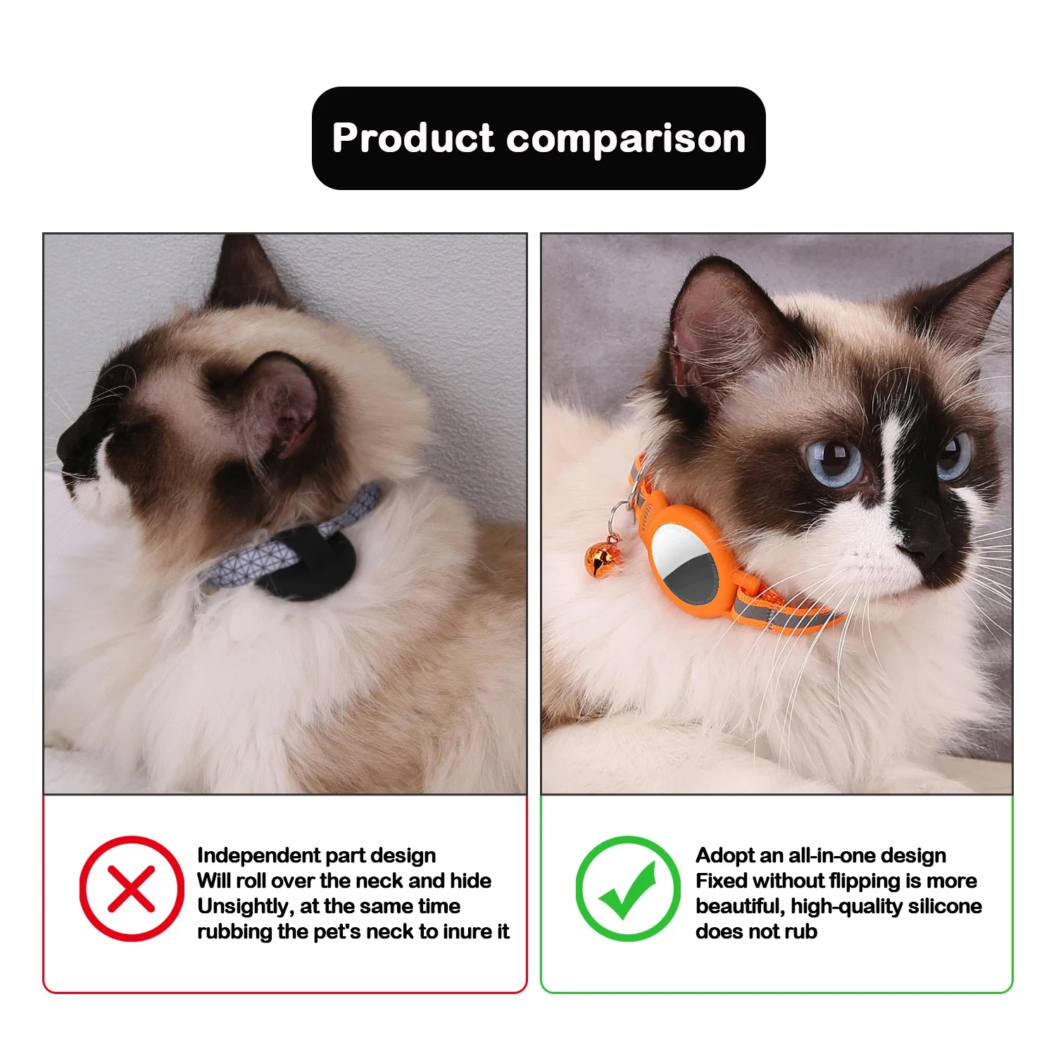 For Airtag Tracker Cat Collars With GPS Positionable Reflective With Bell Pet Locator Necklaces Cats Safe Anti-lost Accessories