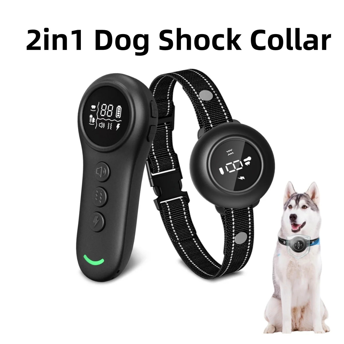 

2in1 Dog Bark Collar for Dogs 3300FT Dog Training Collar with Remote, IP67 Waterproof e Collar with Anti-Bark/Beep/Vibration/Sho