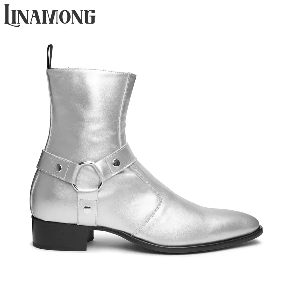 

Chestnut Suede Western Boot Round Belt Buckle Side Zipper Leather Boots Elegant British Retro Style Ankle Boots Men Custom Color