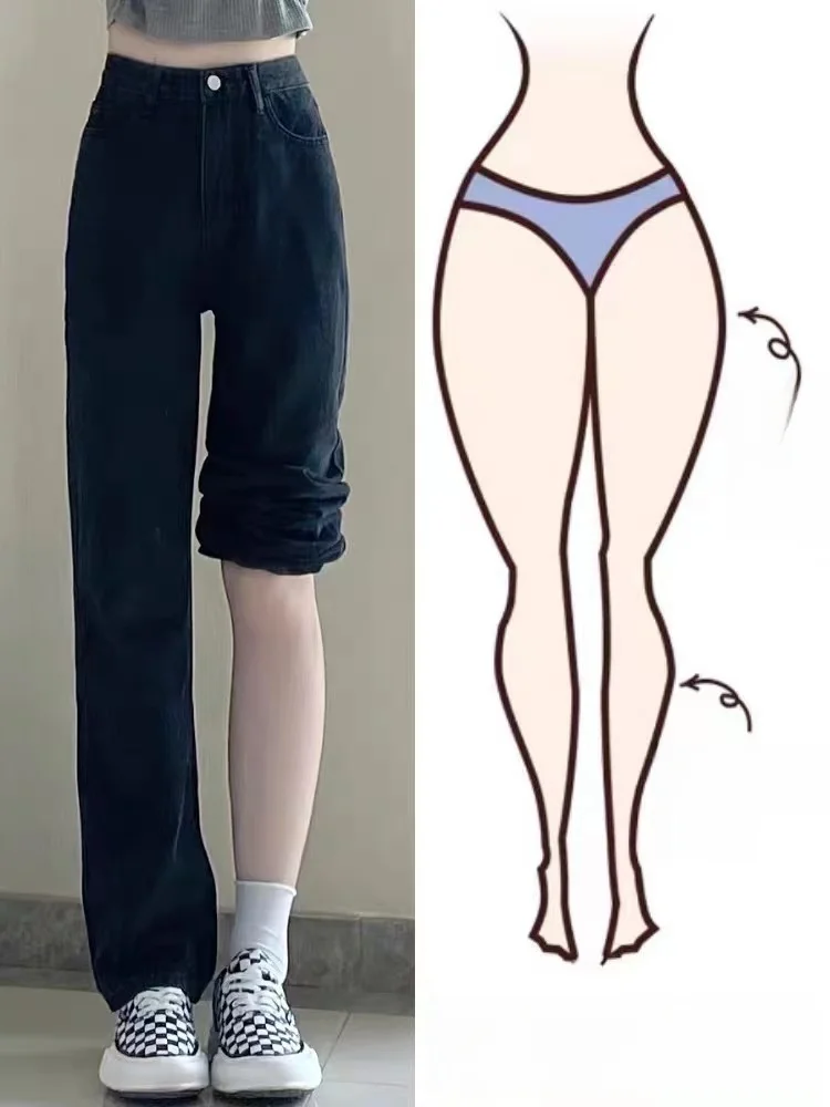 

Loose Wide Leg Jeans Women's Spring Summer Denim Pants High Waist Straight Fit Student Sle Casual Slimming Large Size