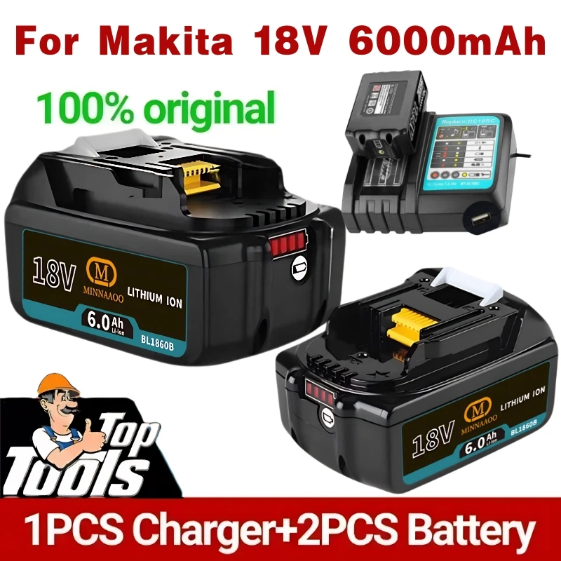 

100% оригинал для Makita 6,0 Ач для аккумулятора Makita 18 В BL1830B BL1850B BL1850 BL1840 BL1860 BL1815 Сменная литиевая батарея