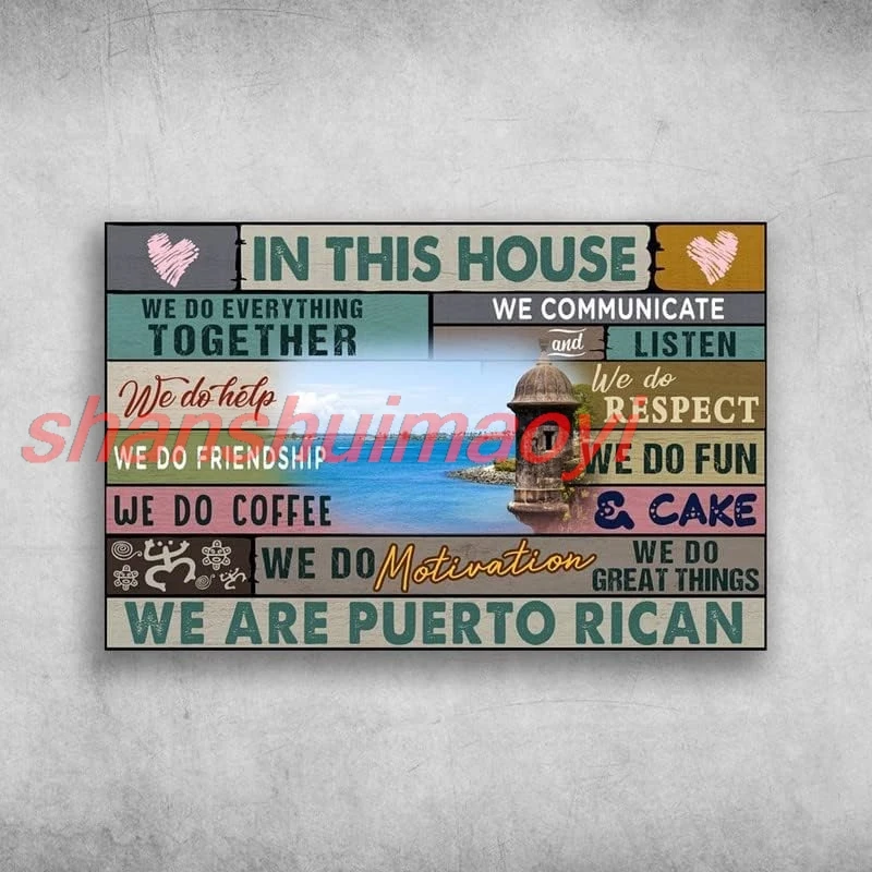 Nostalgic Vintage Metal Wall Décor 8 X 12 Inches in This House We are Puerto Rican We Do Respect Fun Sayingage Rustic Bar H GOOD