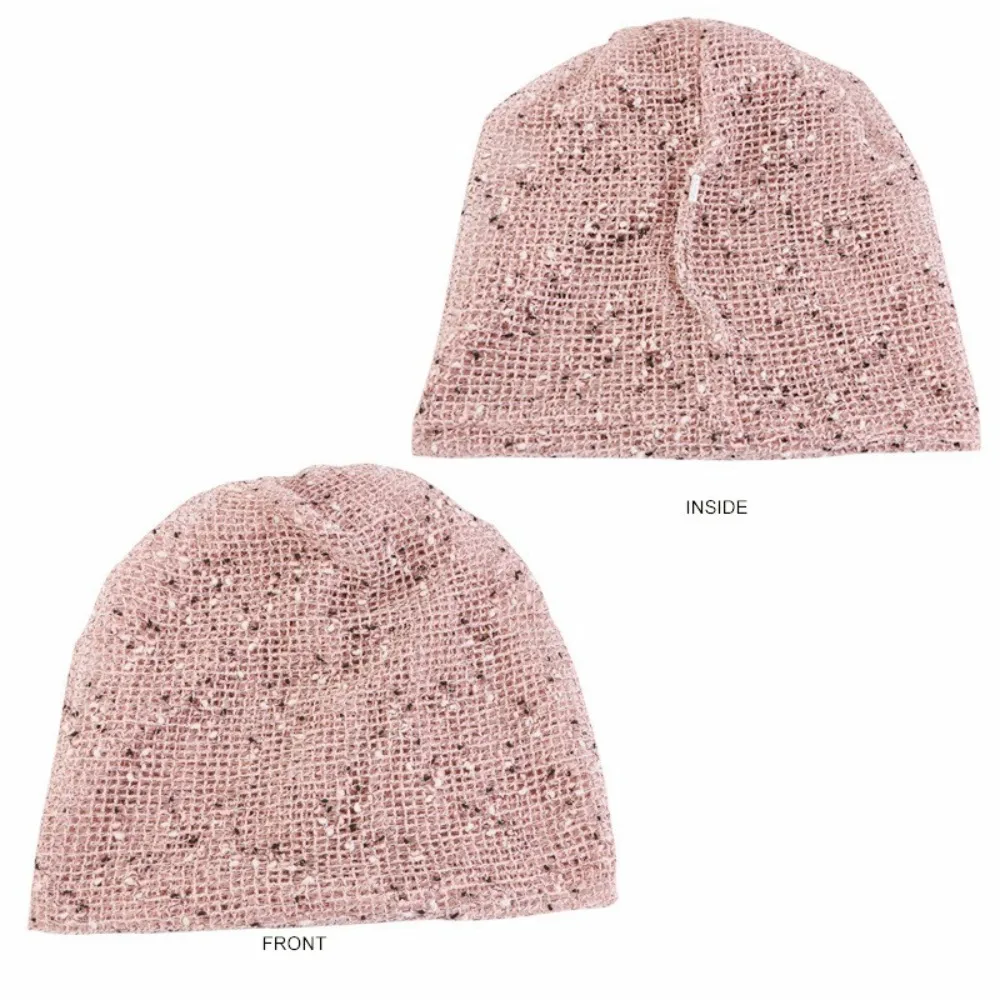 Casual Breathable Hood Hat Mesh Cotton and Linen Twist Woven Hat Double Used Headwear Beanie Cap Ladies
