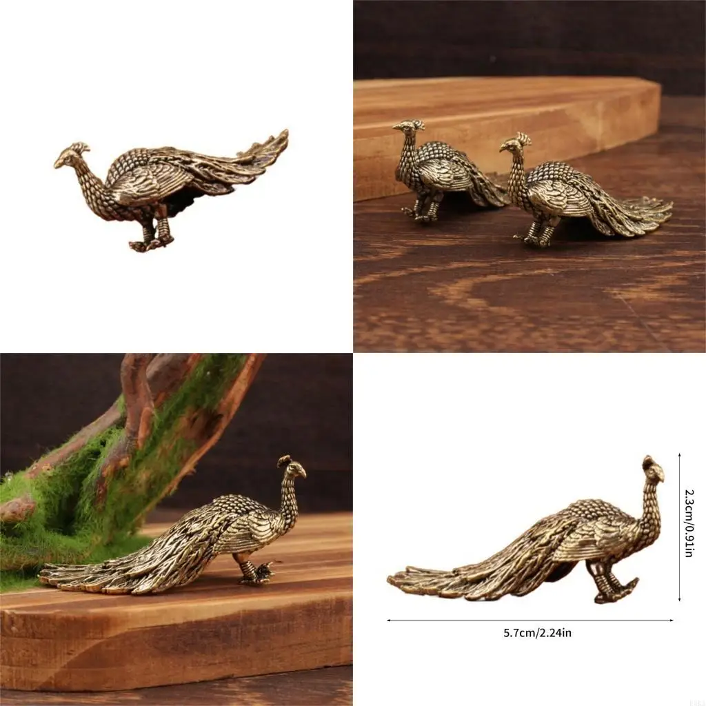   Metal Animal Figurine Statue Peacocks Sculpture Desktop Ornament Home Decors