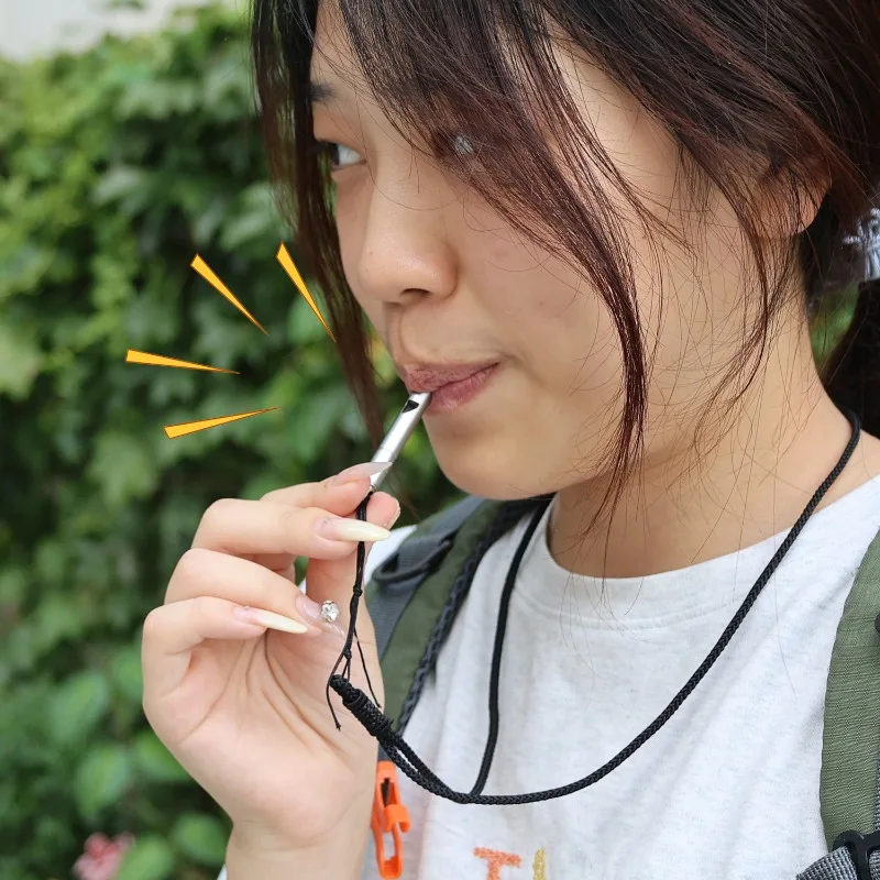 1-10pcs Outdoor Survival Camping Hiking Camping Whistle Outdoor Titanium Emergency Safety Whistle EDC Whistle Necklace