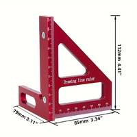 3D Multi-Angle Measuring Ruler, 45/90 Degree Aluminum Alloy Woodworking Square Protractor,Miter Triangle Ruler High Precision La