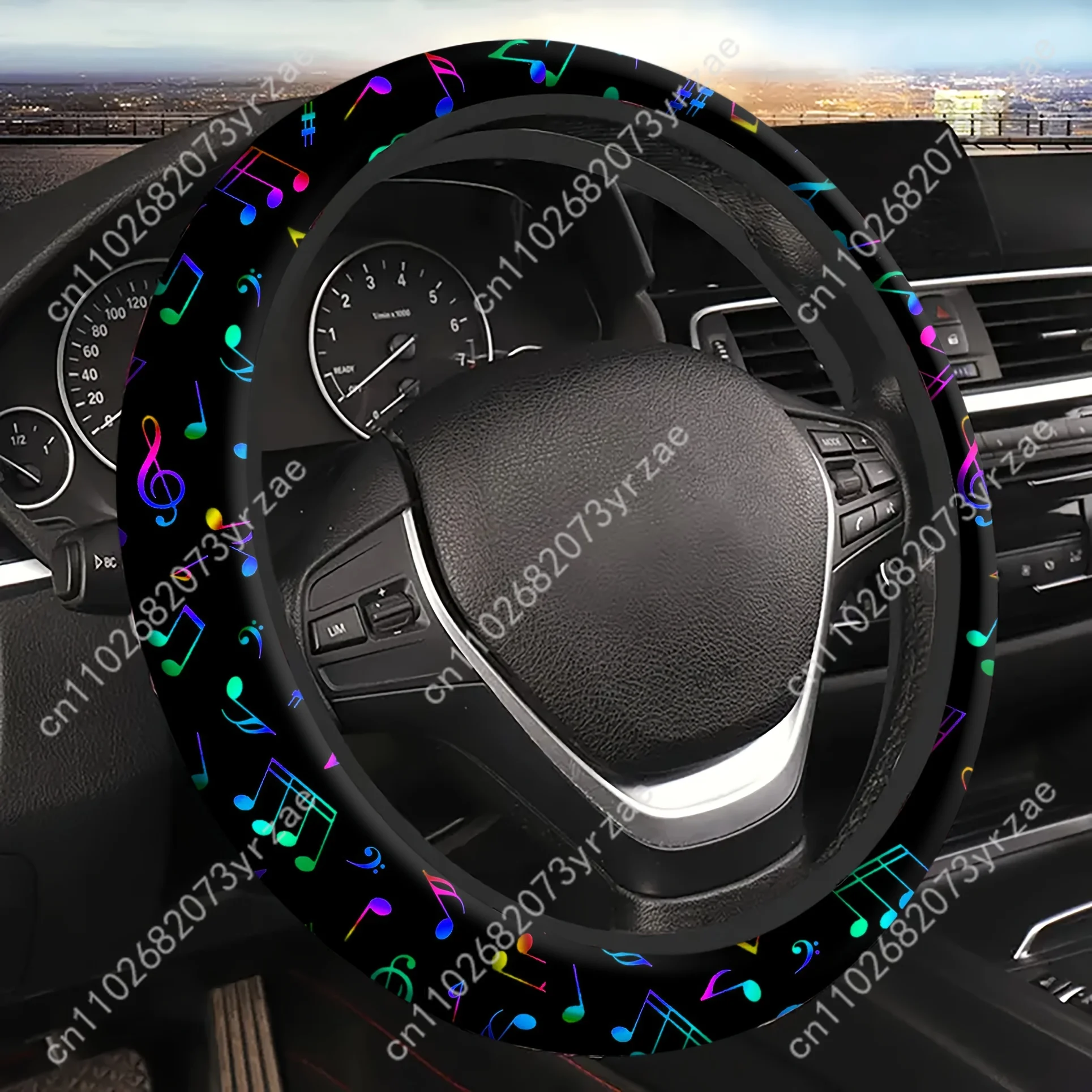 

Colorful Music Note Car Steering Wheels Cover Universal Type Environmental Friendly Comfortablenon-slip Steering Wheel Wrap