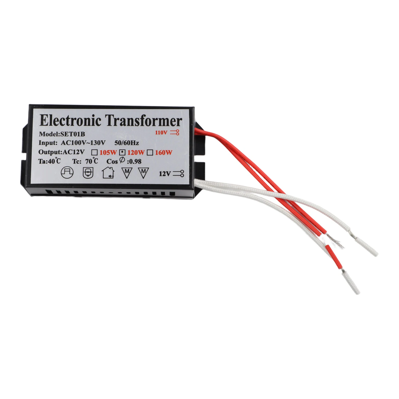 Electronic Transformer SET01B AC110-130V Input to AC12V Output for Dimmable Halogen Xenon LED Lighting Applications