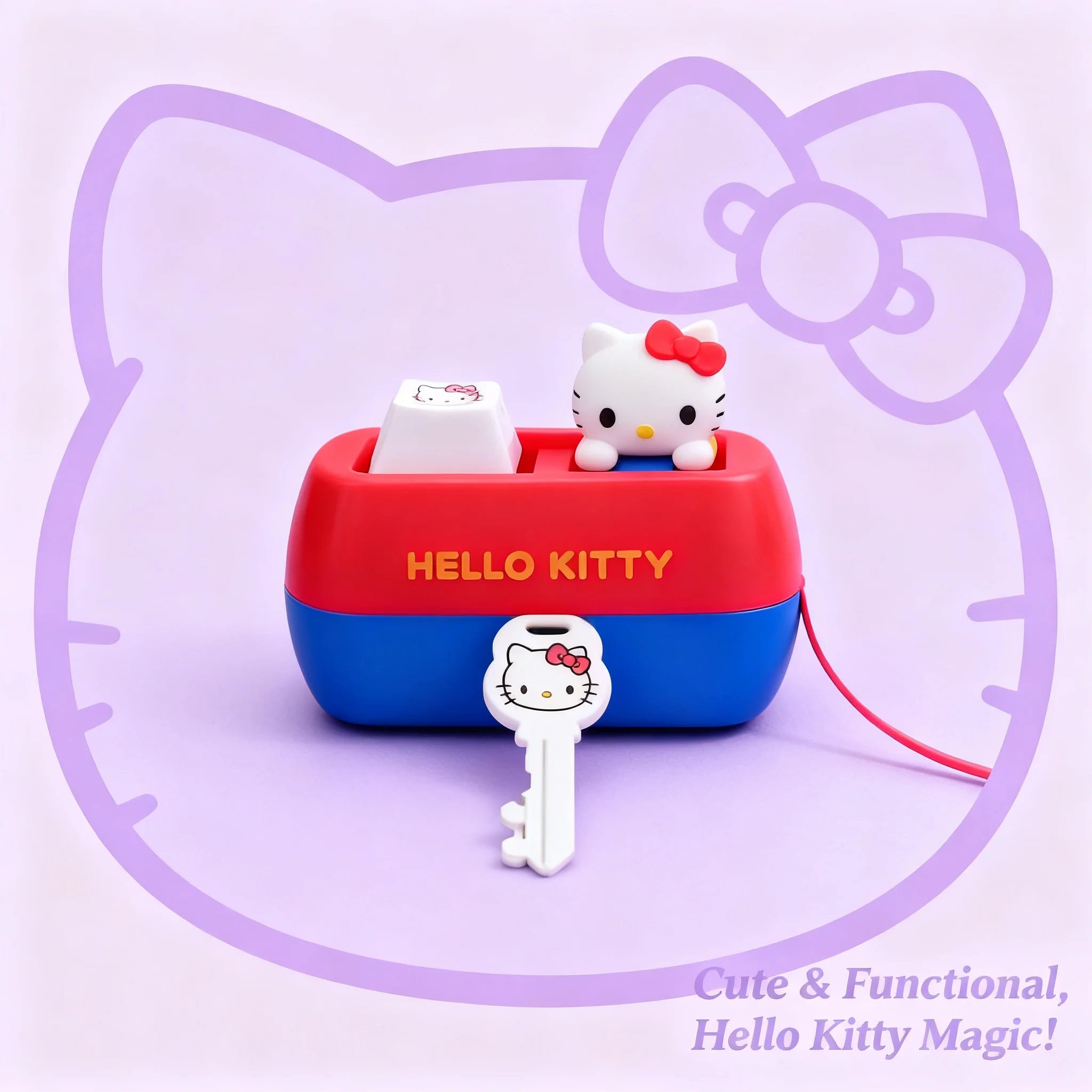

Sanrio Hello Kitty Voice Button Keyring Cute Keyboard Keycap Stress Relief Toy Squishy Desk Decor Birthday Gifts for Kids Girls