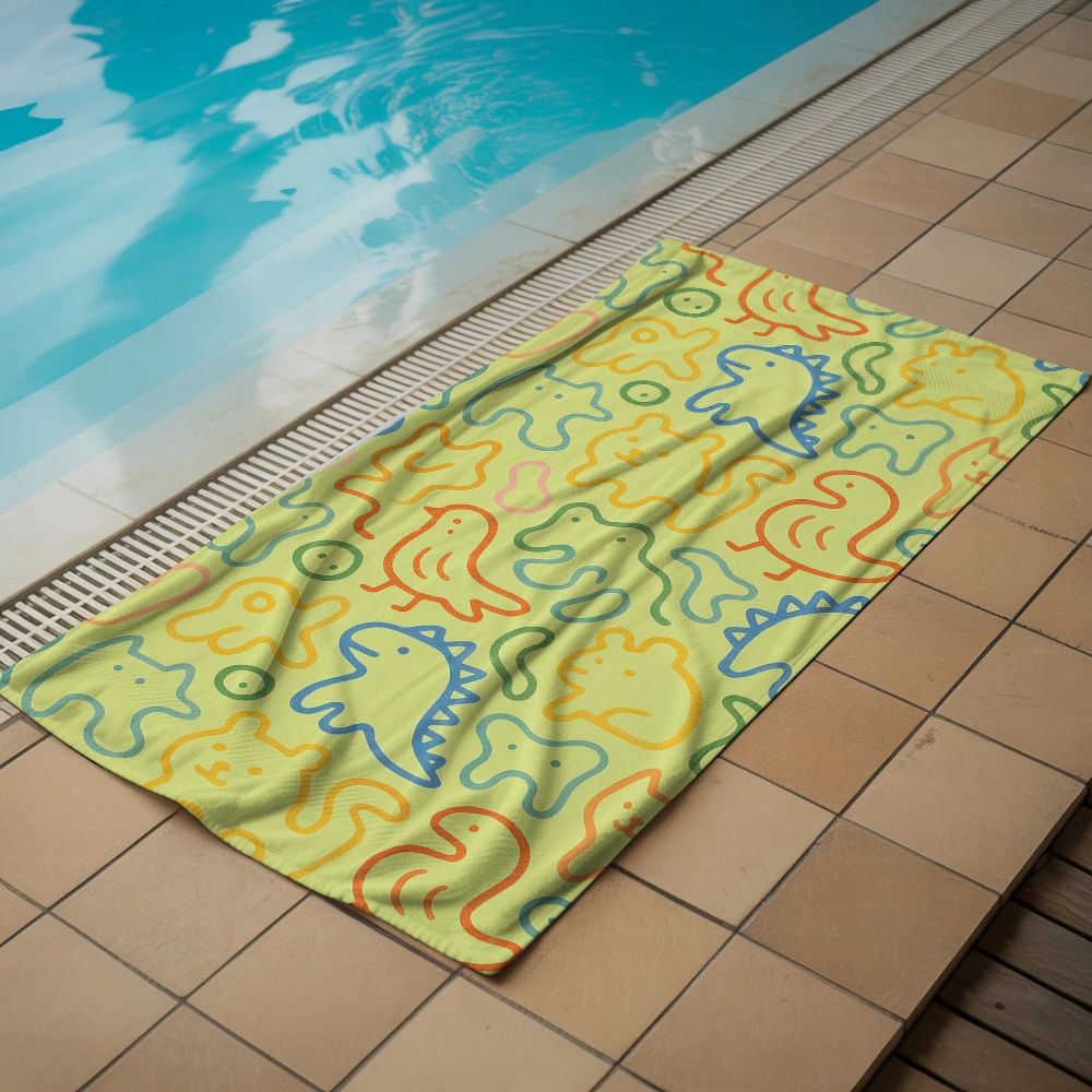 Lime Doodle Animal Outline Soft Portable Towel Unisex Ultra Lightweight Microfiber Oversized Sand Free Quick Dry Beach Towel