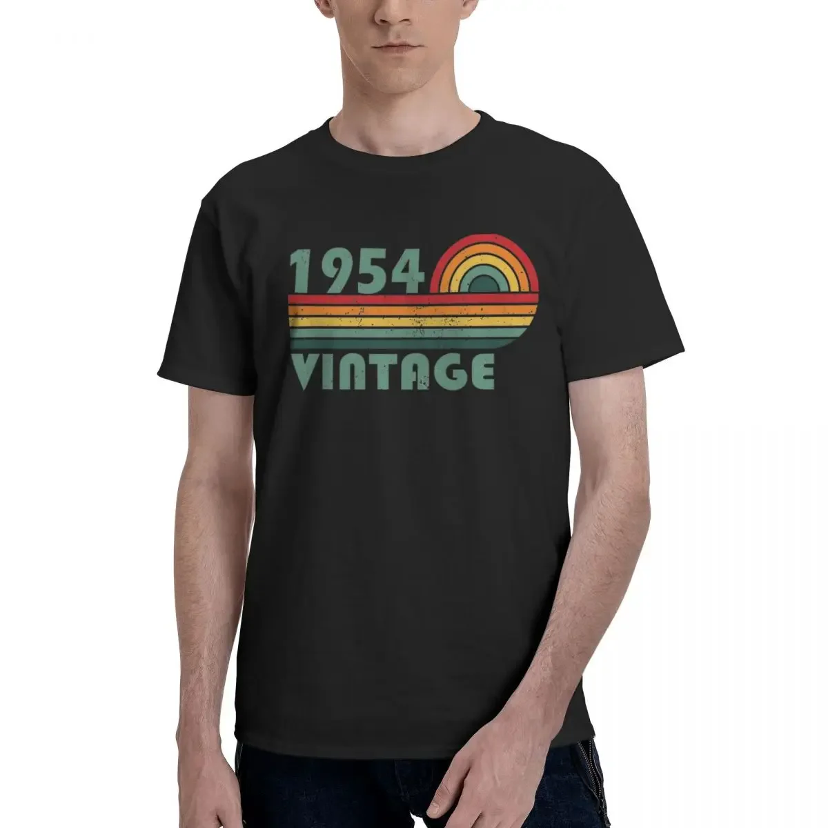 Born In 1954 Birthday Gift T-Shirt Men Vintage 100% Cotton Tee Shirt Round Neck Short Sleeve T Shirts Original Clothes