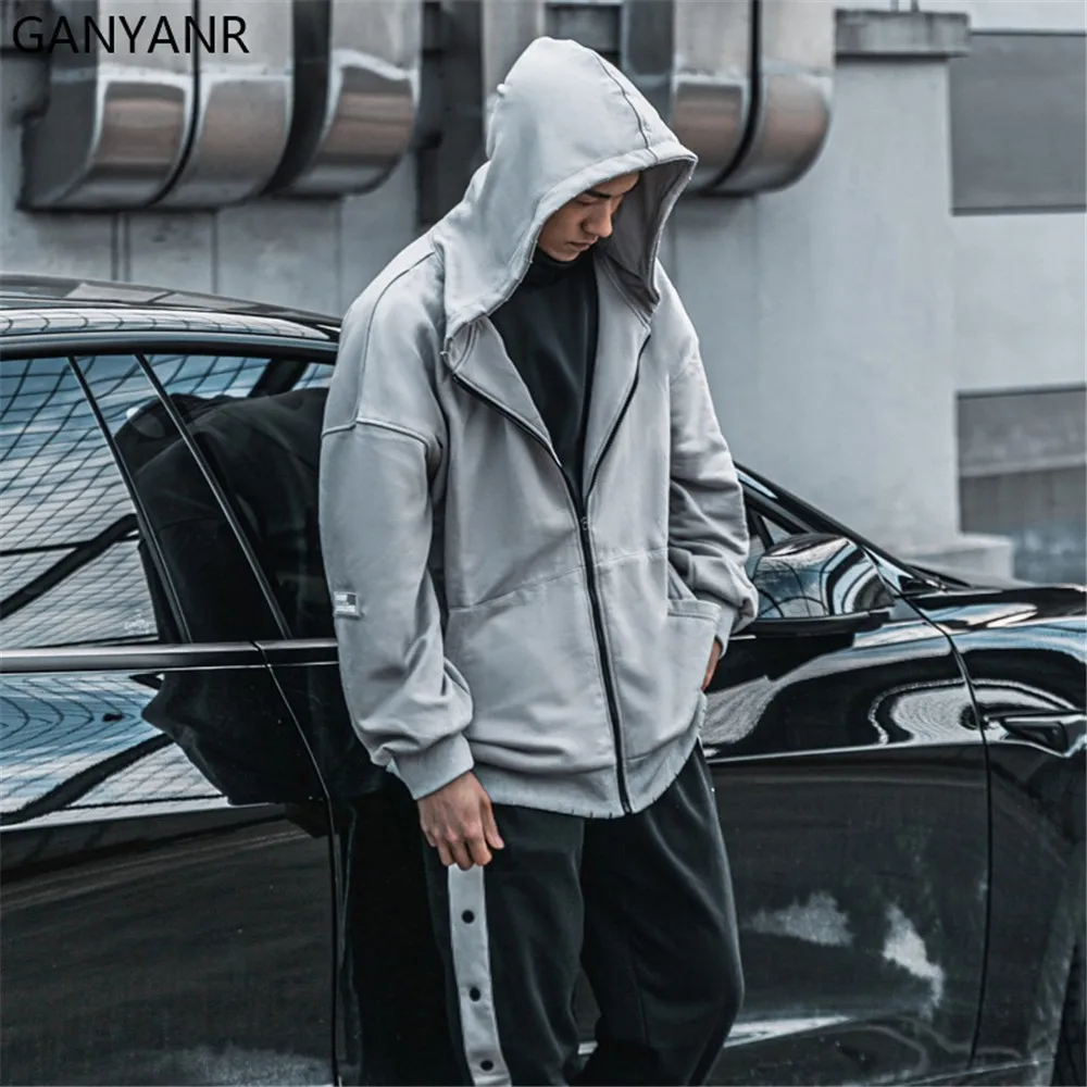 GANYANR Running Tracksuit Men Coats Jackets Gym Hoodie Sports Sportswear Training Workout Fitness Crossfit Bodybuilding Loose