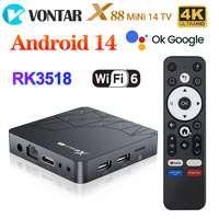 X88 MiNi 14 TV Box Android14 Rockchip RK3518 Quad Core 64bit Cortex A53 Support 4K HDR Wifi 6 BT5.0 Media player Set Top Box