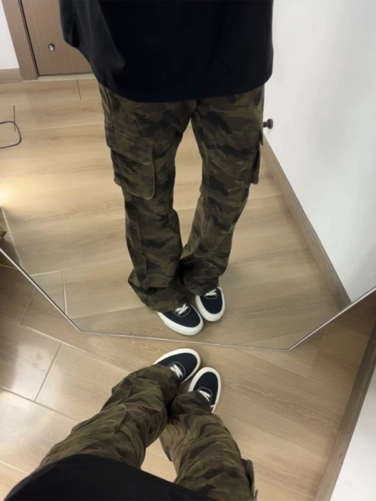 

Камуфляжные рабочие брюки Cleanfit, мужские летние тонкие брюки в американском стиле ретро, тонкие узкие брюки с микро-расклешенными брюками