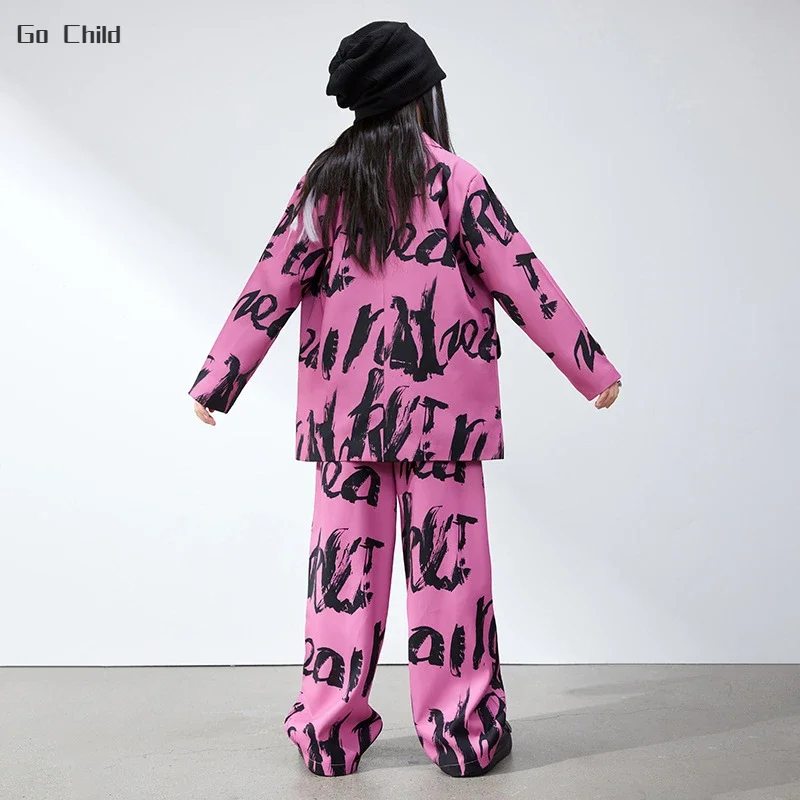 Boys Hip Hop Suit Jacket Street Dance Loose Pants Girls Streetwear Cool Blazer Kids Jazz Clothes Sets Children K-pop Costumes