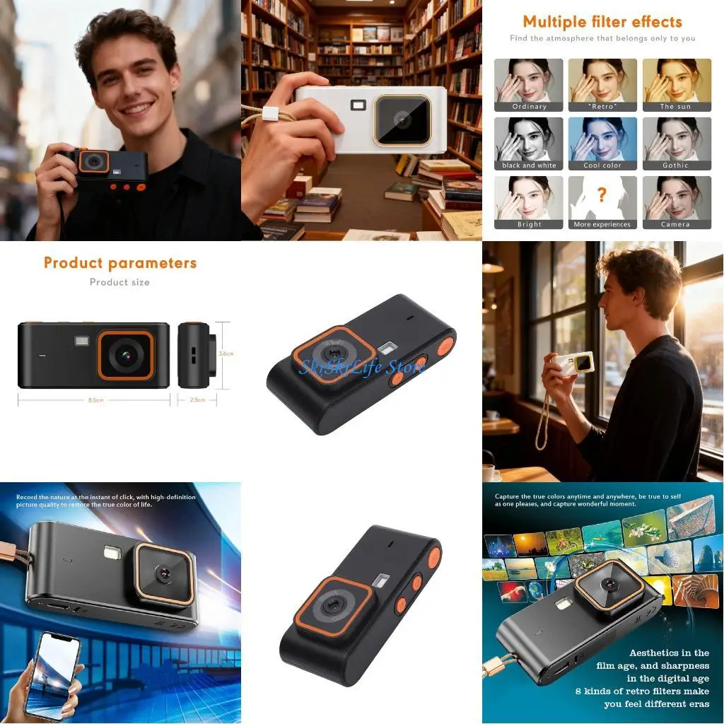 

E65E Retro Digital Camera 1080P Video 8 Filter Effects Easy Operation Interfaces