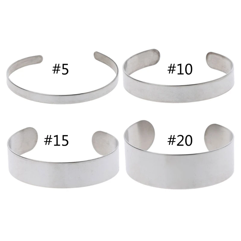 Q0KE 10 Pcs Stainless Steel Bracelet Blank Cuff Bangle Blank DIY Leather Cuff Bangles Jewelry Making for Birthday Presents