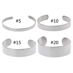 Q0KE 10 Pcs Stainless Steel Bracelet Blank Cuff Bangle Blank DIY Leather Cuff Bangles Jewelry Making for Birthday Presents