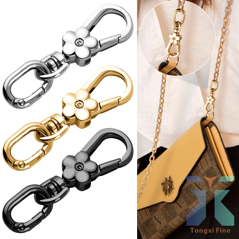 Multifunctional Alloy Rotating Spring Buckle | Fashion Bag Buckle | Light Luxury Double Opening Key Buckle， Flower-Shaped Buckle