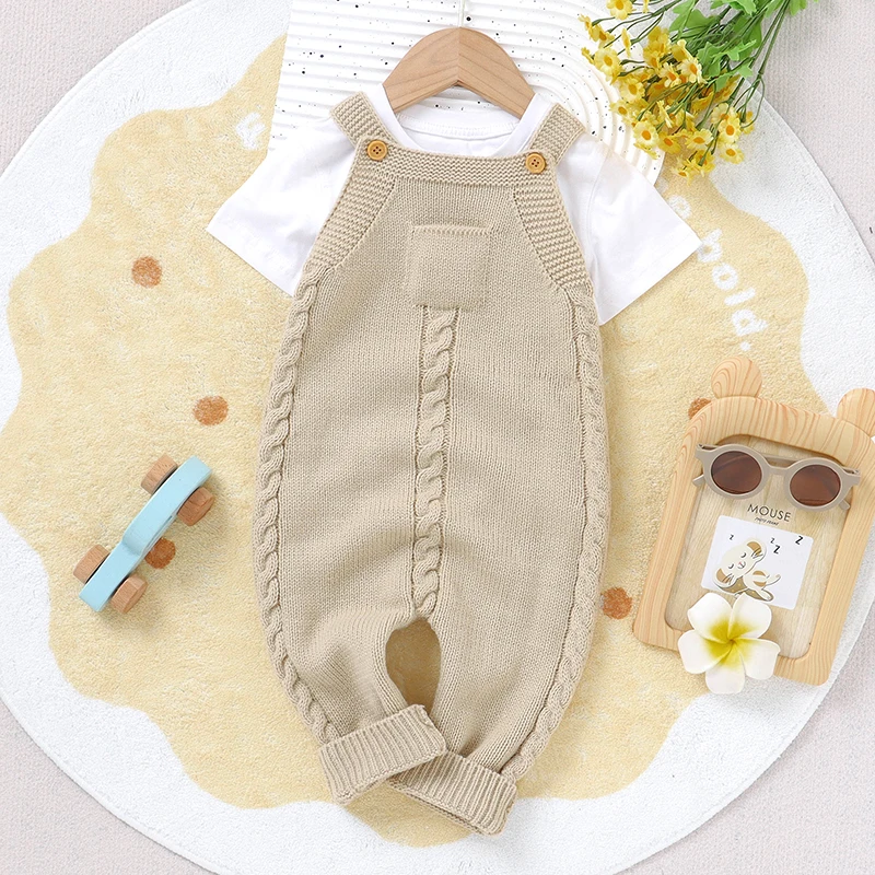 

Baby Sleeveless Rompers Clothes 0-18m Solid One Pieces Knitted Newborn Girls Jumpsuits Playsuits Infant Toddler Overalls Outfits
