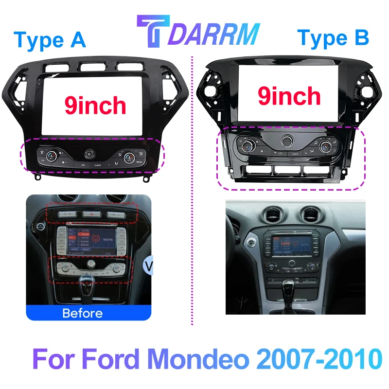 

9inch For Ford Mondeo 2007-2010 LHD/RHD Car Multimedia Radio Frame Fascia Panel Dashboard Mounting Bracket Adapter Decoder